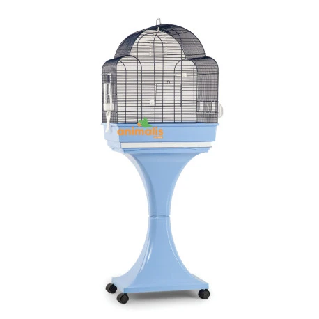 Cage Oiseaux "Aurora" Bleue Avec Support Sur Roulettes - 51x35x129cm 3 Cage Oiseaux "Aurora" Bleue Avec Support Sur Roulettes - 51x35x129cm